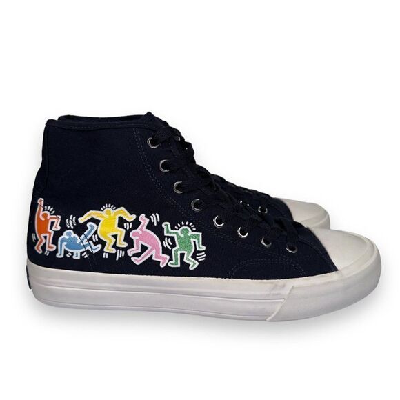 H&M x Keith Haring Canvas High Top Sneakers Navy / Multicolor Men's 9 - Picture 4 of 11